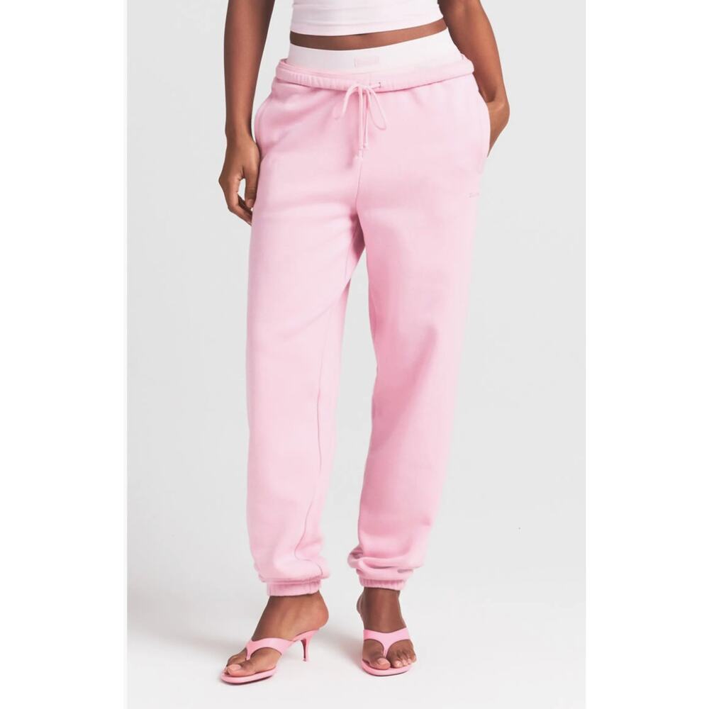 Skims pink cotton fleece joggers - size XS